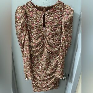 Bardot Floral Dress - Pink and Cream